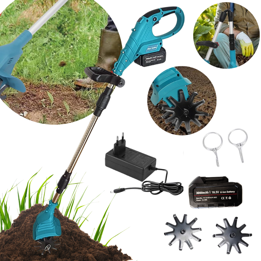 skladací aku záhradný kultivátor